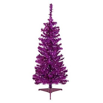 Northlight 4-ft. Pre-Lit Clear Lights Purple Artificial Tinsel Christmas Tree