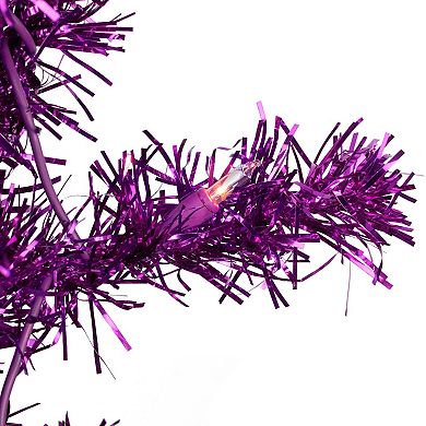 Northlight 4-ft. Pre-Lit Clear Lights Purple Artificial Tinsel Christmas Tree