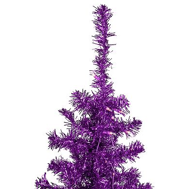 Northlight 4-ft. Pre-Lit Clear Lights Purple Artificial Tinsel Christmas Tree