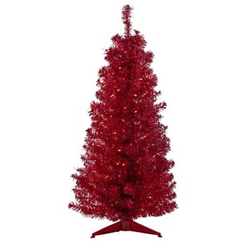 Northlight 4-ft. Pre-Lit Clear Lights Slim Red Artificial Christmas Tree