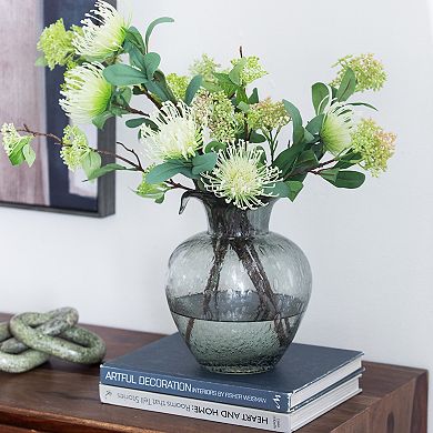 A&B Home Bowen Glass Leaf Lip Vase Table Decor