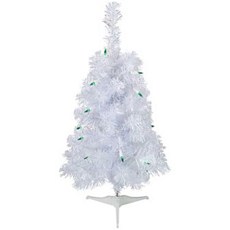 Northlight 2-ft. Pre-Lit Green Lights Slim White Artificial Christmas Tree