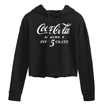 Juniors' Coca-Cola Five Cents Cropped Graphic Hoodie