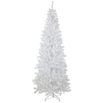 Northlight 7.5-ft. Pre-Lit Warm White LED Lights White Georgian Pine Pencil Artificial Christmas Tree