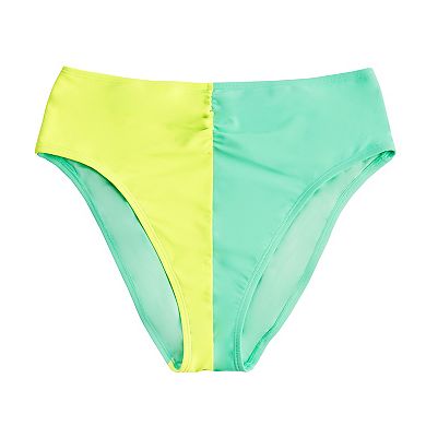 Juniors' Ninety-Nine° Shirred Spliced High-Waist Bikini Bottoms