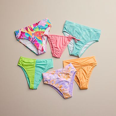 Juniors' Ninety-Nine° Shirred Spliced High-Waist Bikini Bottoms