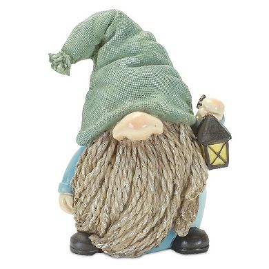 Melrose Stone Garden Gnome Figurine with Bird and Lantern Accent 4-pc. Set