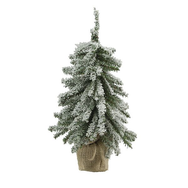 Northlight 15in. Unlit Potted Flocked Downswept Mini Village Pine Medium Artificial Christmas Tree