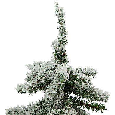 Northlight 15-in. Unlit Potted Flocked Downswept Mini Village Pine Medium Artificial Christmas Tree