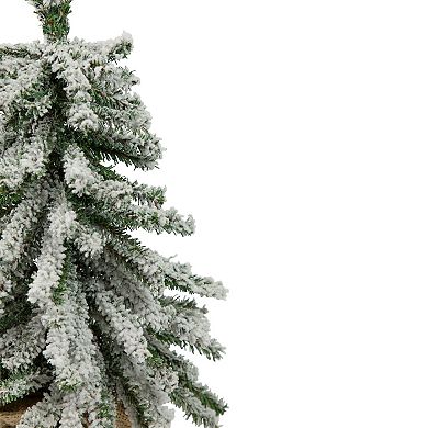 Northlight 15-in. Unlit Potted Flocked Downswept Mini Village Pine Medium Artificial Christmas Tree