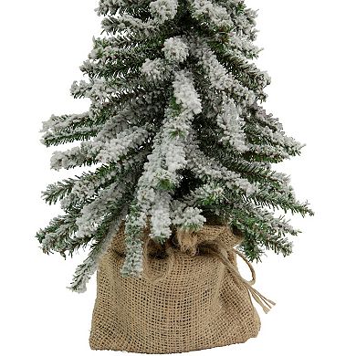 Northlight 15-in. Unlit Potted Flocked Downswept Mini Village Pine Medium Artificial Christmas Tree