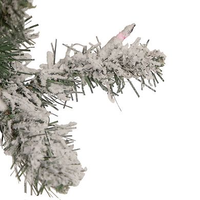 Northlight 4.5' Pre-Lit Medium Heavily Flocked Pine Artificial Christmas Tree Multicolor Lights