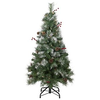 Northlight 4-ft. Pre-Lit Clear Lights Frosted Carolina Berry Spruce Artificial Christmas Tree