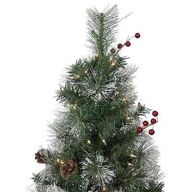 Northlight 4-ft. Pre-Lit Clear Lights Frosted Carolina Berry Spruce Artificial Christmas Tree