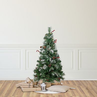 Northlight 4-ft. Pre-Lit Clear Lights Frosted Carolina Berry Spruce Artificial Christmas Tree