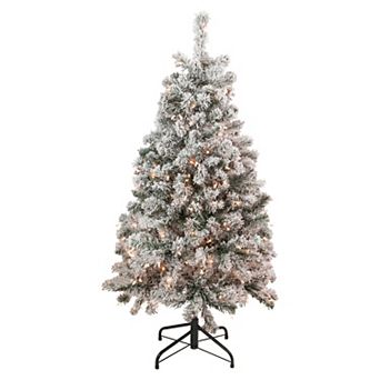 Northlight 4.5-ft. Pre-Lit Clear Lights Flocked Madison Pine Artificial Christmas Tree