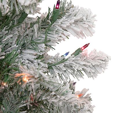 Northlight 4.5-ft. Pre-Lit Multi Lights Flocked Madison Pine Artificial Christmas Tree