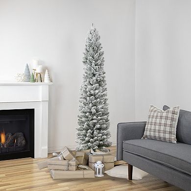 Northlight 6-ft. Unlit Flocked North River Pine Pencil Artificial Christmas Tree