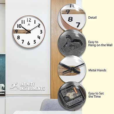 Infinity Instruments 12-in. Round Contemporary Wall Clock with Silent Movement