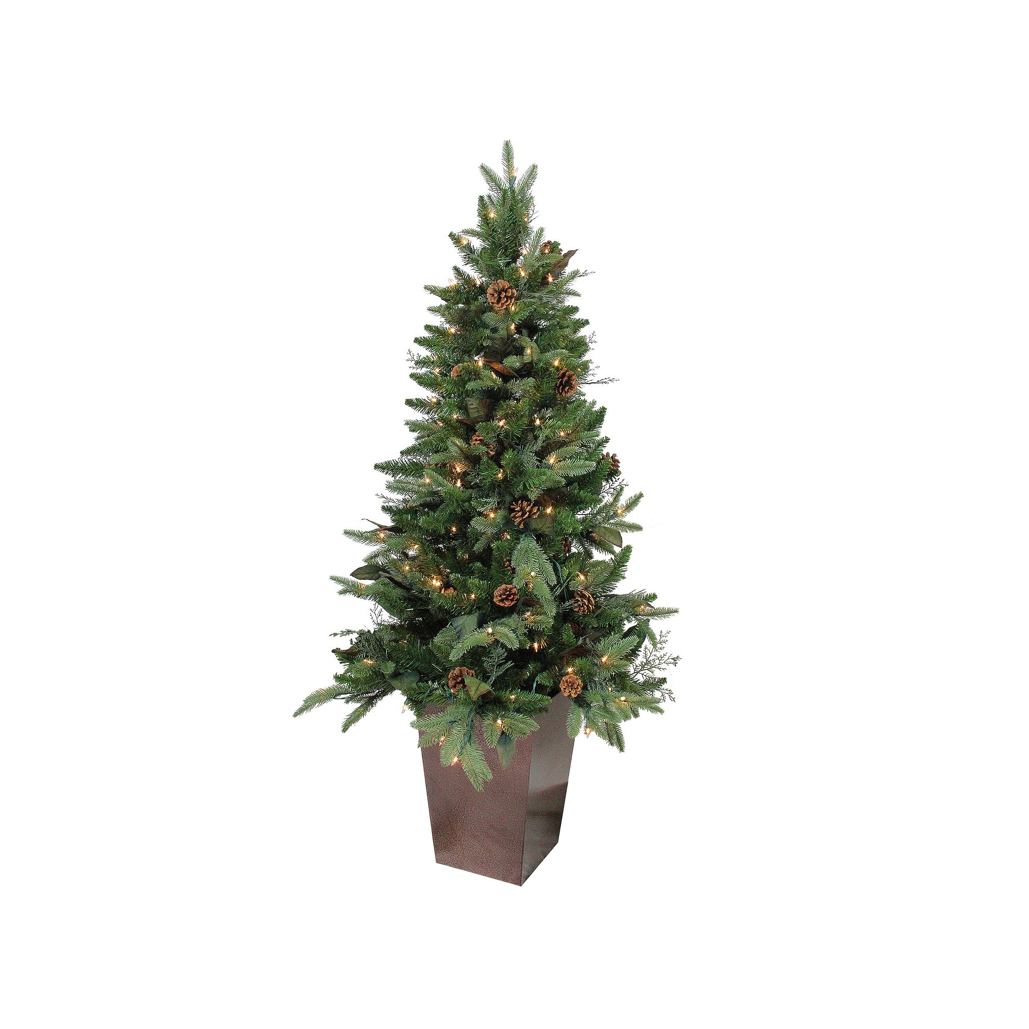 Northlight 5ft. Pre-lit Green Potted Mixed Winter Pine Medium Artificial Ch