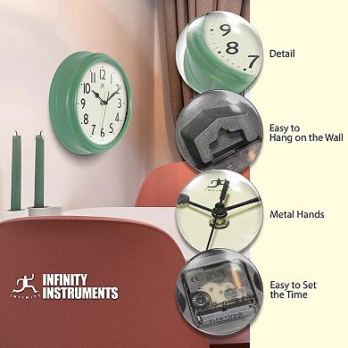 Infinity Instruments 9.5-in. Round Wall Clock with Silent Movement