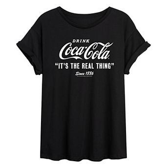 Juniors' Coca-Cola Real Thing Oversized Coke Graphic Tee