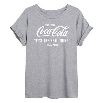 Juniors' Coca-Cola Real Thing Oversized Coke Graphic Tee