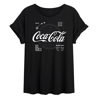 Juniors' Coca-Cola Logo Oversized Coke Graphic Tee