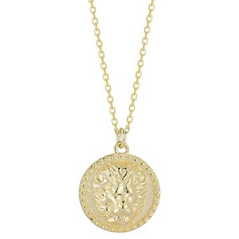 Sunkissed Sterling 14k Gold Over Silver 3D Lion Head Medallion Necklace