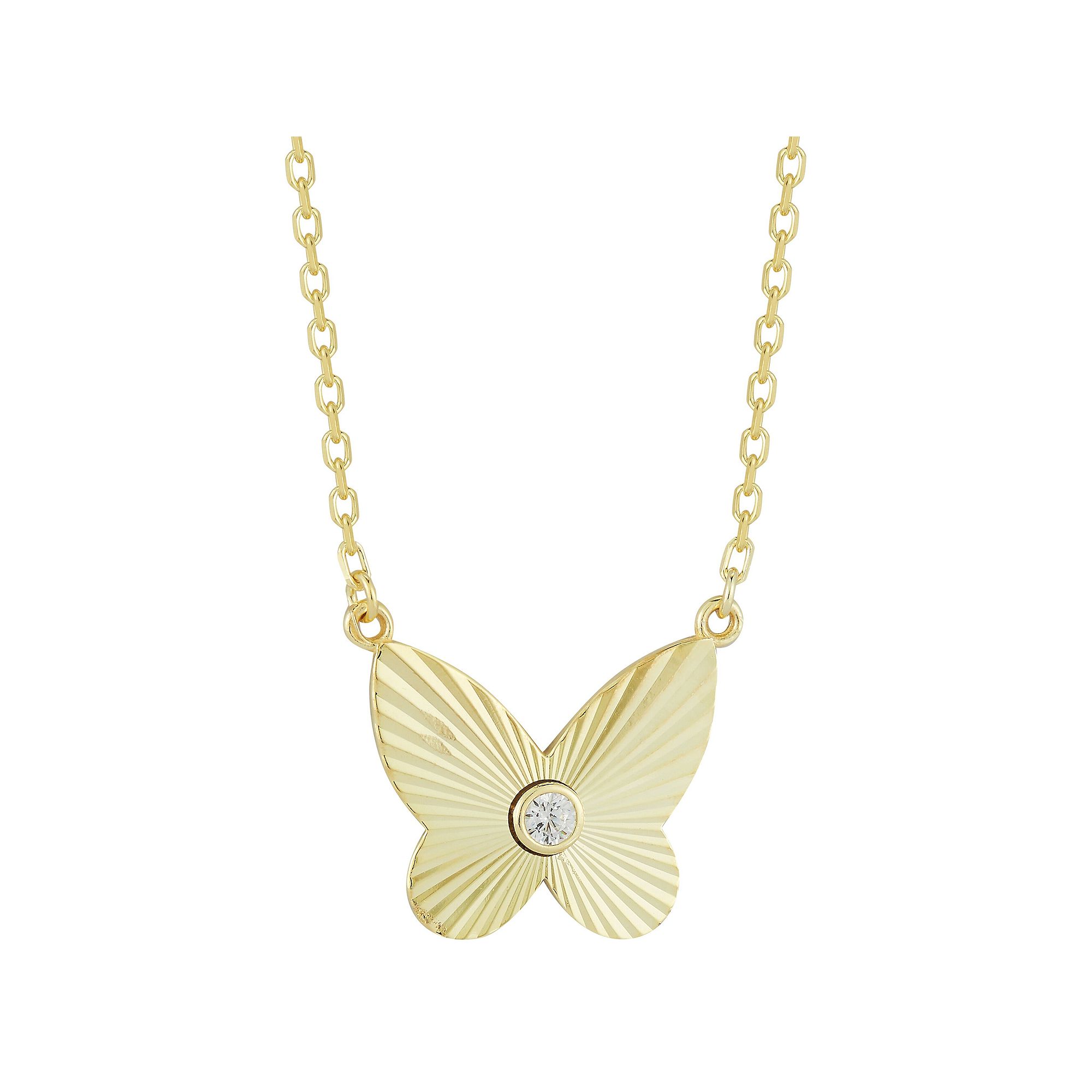 Sunkissed Sterling Cubic Zirconia Butterfly Necklace, Womens, Size: 18,