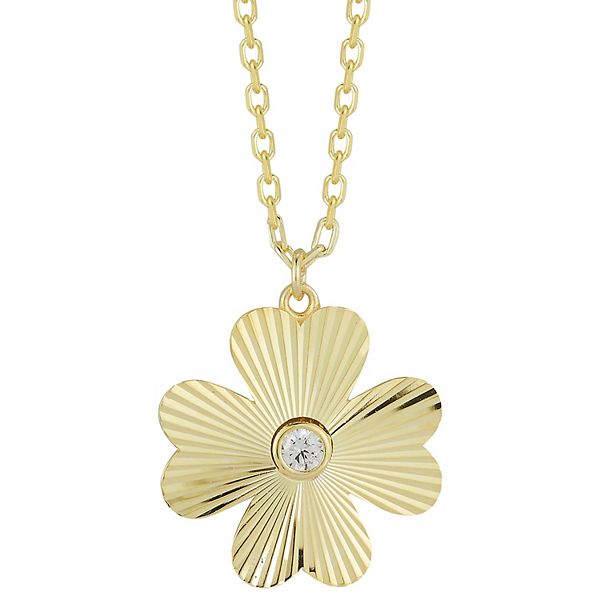 Sunkissed Sterling 14k Gold Over Silver Cubic Zirconia Flower Necklace