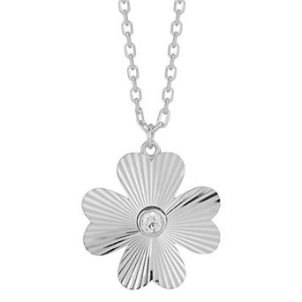 Sunkissed Sterling 14k Gold Over Silver Cubic Zirconia Flower Necklace