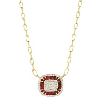 Sunkissed Sterling 14k Gold Over Silver Cubic Zirconia Illusion Pendant Necklace