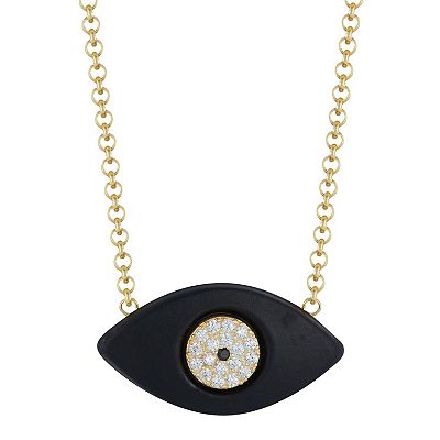Sunkissed Sterling 14k Gold Over Silver Cubic Zirconia Evil Eye Necklace