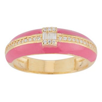 Sunkissed Sterling 14k Gold Over Silver Cubic Zirconia Enamel Ring