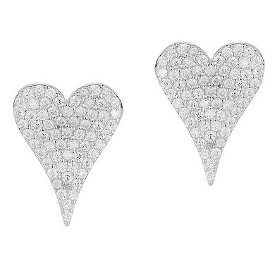 Sunkissed Sterling Cubic Zirconia Pave Dagger Heart Stud Earrings