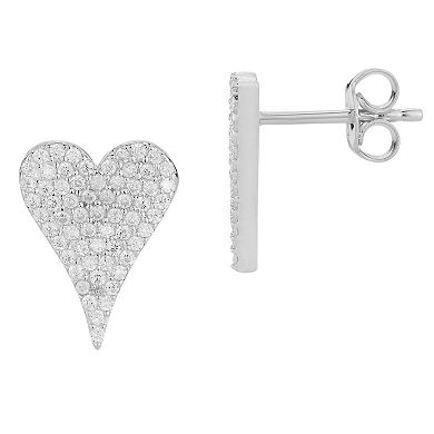 Sunkissed Sterling Cubic Zirconia Pave Dagger Heart Stud Earrings