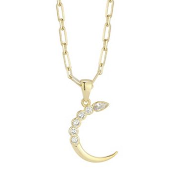 Sunkissed Sterling Cubic Zirconia Crescent Moon Necklace