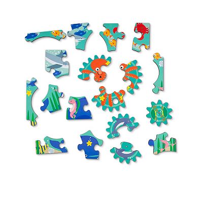 Melissa & Doug Wooden Underwater Jigsaw Spinning Gear Puzzle