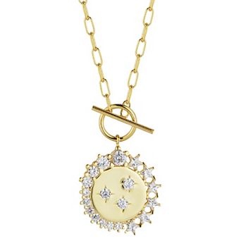 Sunkissed Sterling 14k Gold Over Silver Cubic Zirconia Star Toggle Necklace