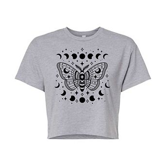 Juniors' Luna Moth Cropped Graphic Tee