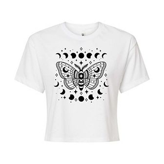 Juniors' Luna Moth Cropped Graphic Tee