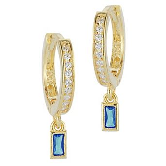 Sunkissed Sterling 14k Gold Over Silver Cubic Zirconia Charm Huggie Earrings