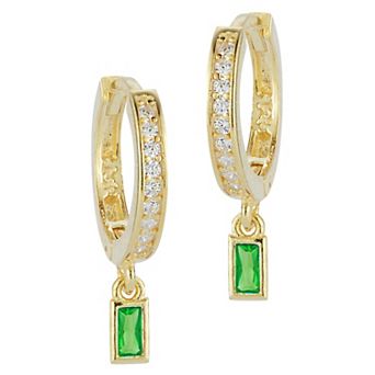 Sunkissed Sterling 14k Gold Over Silver Cubic Zirconia Charm Huggie Earrings