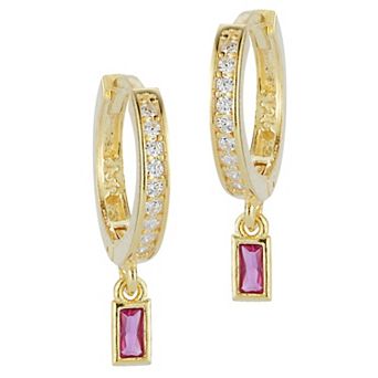 Sunkissed Sterling 14k Gold Over Silver Cubic Zirconia Charm Huggie Earrings