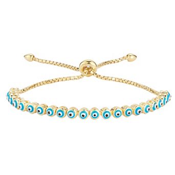 Sunkissed Sterling Cubic Zirconia Evil Eye Adjustable Bracelet