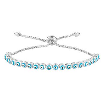 Sunkissed Sterling Cubic Zirconia Evil Eye Adjustable Bracelet