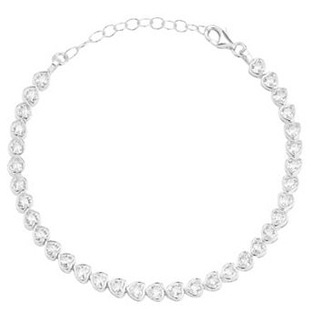 Sunkissed Sterling Cubic Zirconia Heart Tennis Bracelet