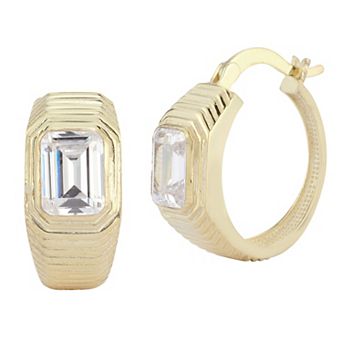 Sunkissed Sterling Cubic Zirconia Hoop Earrings