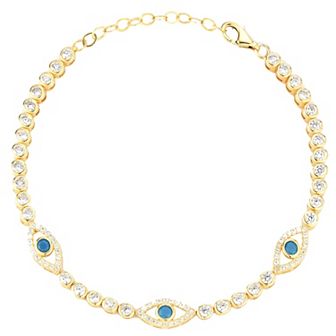Sunkissed Sterling Cubic Zirconia Evil Eye Tennis Bracelet